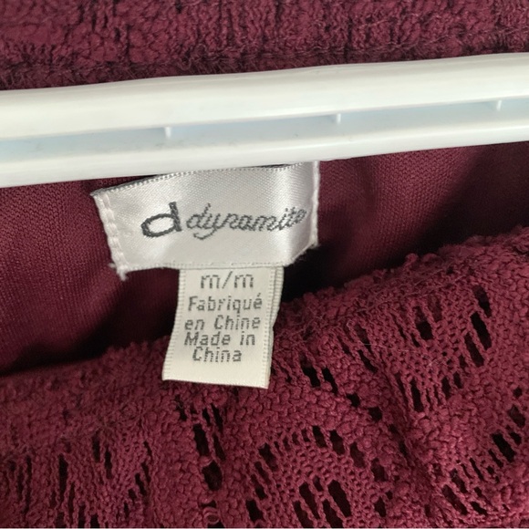 DYNAMITE Burgundy Lace High-Low Strapless Bustier Dress Women’s Size Medium - Picture 6 of 6